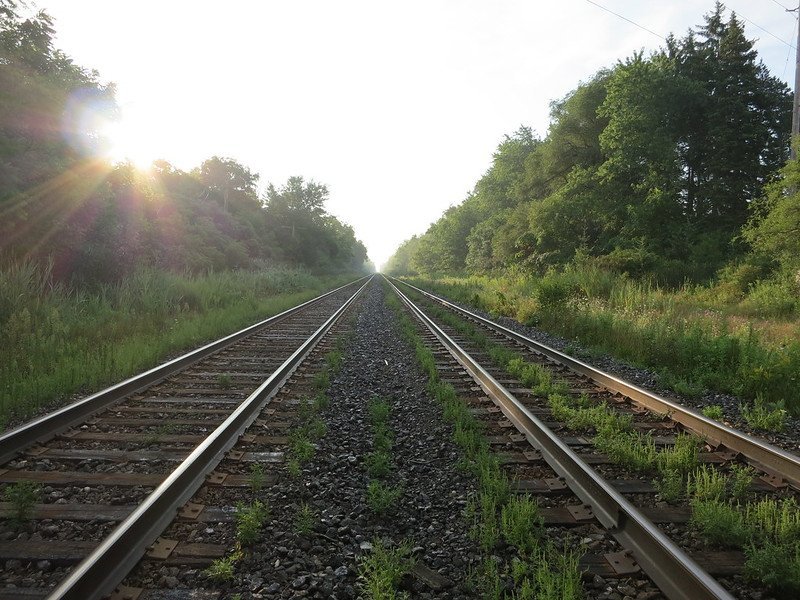 Image: train tracks disappearing into the distance