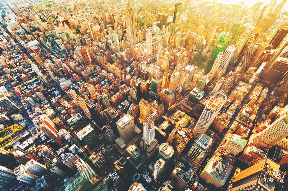 Image: aerial view of Manhattan street grid