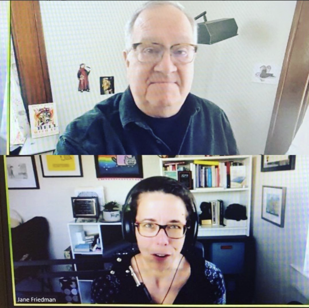 Image: screenshot from a webinar featuring Jane Friedman and Dinty W. Moore.